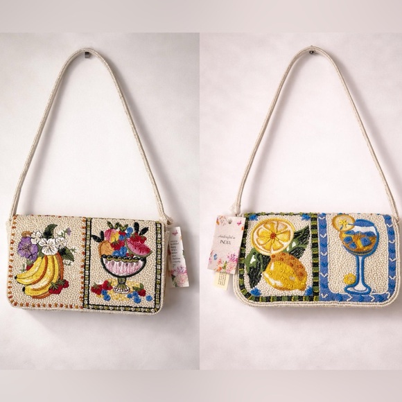 Handbags - Beaded Fruit Panel Shoulder Bag